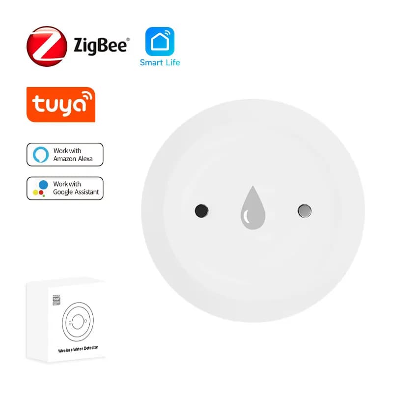 Tuya Zigbee2mqtt Water Immersion Sensor Smart Life Leakage Sensor Water Linkage Alarm App Remote Monitoring Water Leak Detector