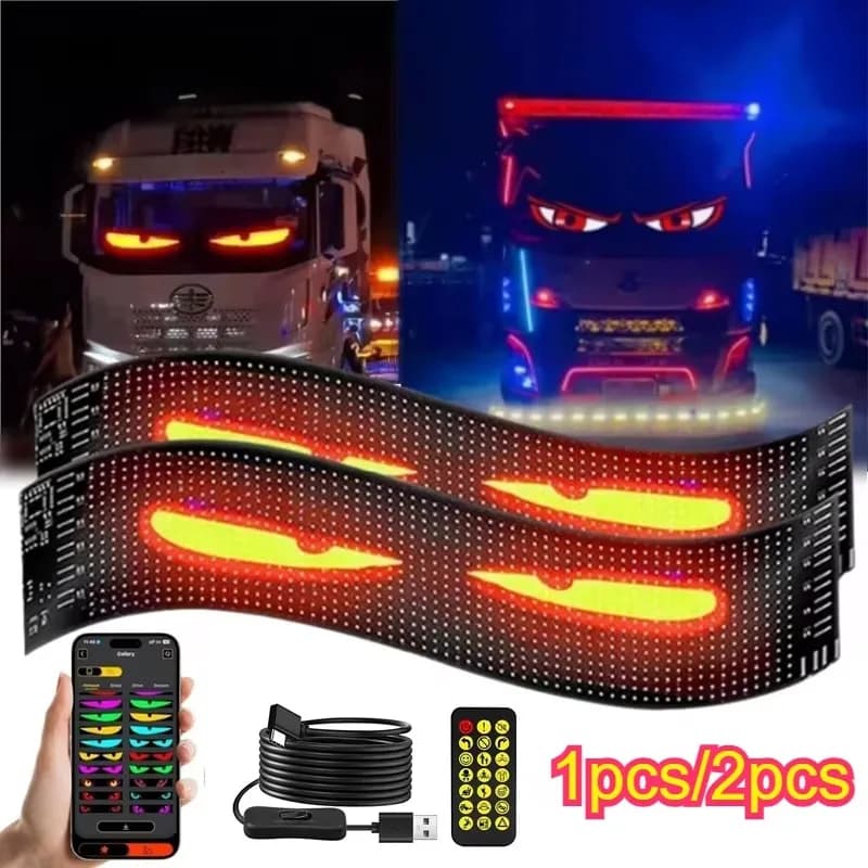 Led Eyes For Truck Led Matrix Panel RGB LED Car Panel DIY Programmable Bluetooth App Control Scrolling  Light