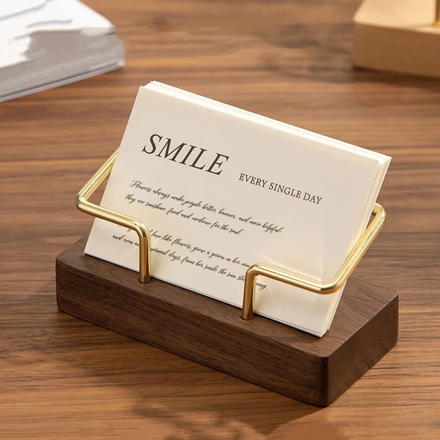 Business Card Holder Organizer Office Desk Display Stand Memo Counter Accessories Tabletop Shelf Home Wooden Card Holder Storage