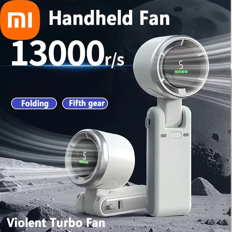 Xiaomi Mini High-speed Handheld Fan Usb Charging Digital Display Portable Desktop Folding Hanging Camping Violent Turbo Fan
