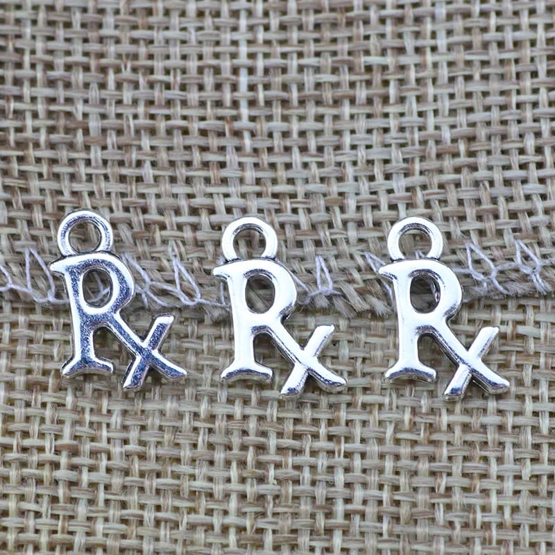 40pcs15*10mm Medical Charm  RX Medical or Pharmacist Charm Pendant DIY Necklace Bracelet Bangle Findings
