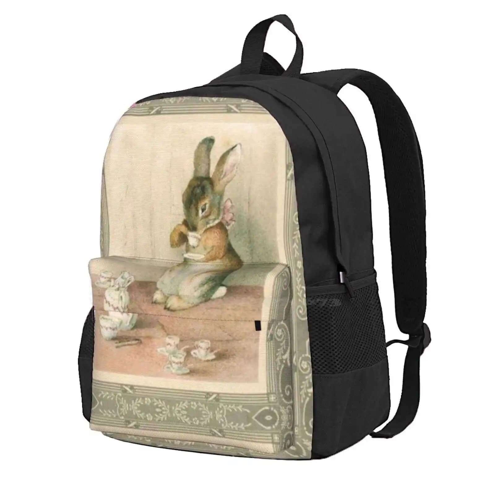 Beatrix Potter Rabbit Tea Party Book Cover Illustration Hot Sale Schoolbag Backpack Fashion Bags Beatrix Potter Book Tea Party