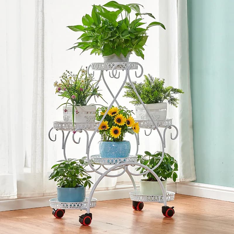 6 Discs 85Cm High Indoor Iron Art Multi-Layer Shelf Household Balcony Flower Pot Rack Simple Living Room Floor Type