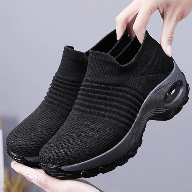 Women Sneakers Fashion Breathable Walking Mesh Platform Shoes Sneakers for Women Gym Vulcanized Shoes Black Female Footwear