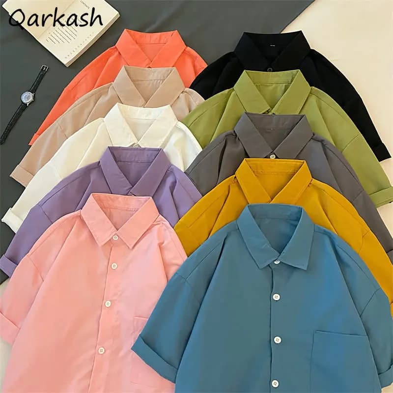 10 Colors Shirts Women All-match Korean Style Chemise Femme Fashion Solid Minimalist Casual Tender Vintage Classic Chic Retro
