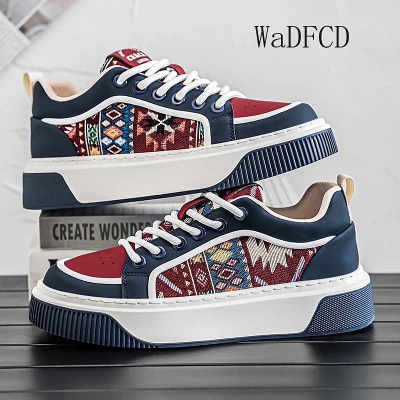 Sneakers Casual Men Designer Board Shoes Fashion Microfiber Leather Canvas Breathable Height Increased Flat Platform Sport Shoes