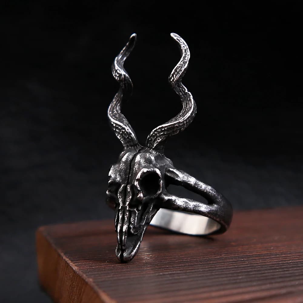Small Size Vintage Sheep Head Ring Stainless Steel Black Sheep Skull Ring For Men Biker Fashion Punk Jewelry Gifts Dropshipping