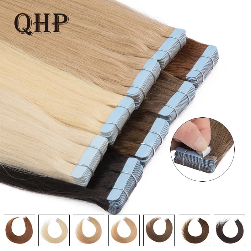 Best Straight Tape In Hair Extensions 100% Real human Hair Natural Skin Weft Seamless Double-sided Adhesive Tape Hair Extensions