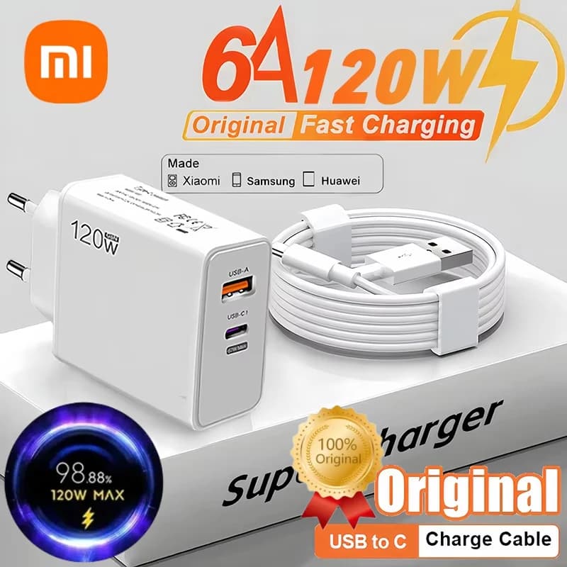 Xiaomi 120W Fast Charger USB Type C PD Cable EU Hypercharge Quick Charge 3.0 Adapter For iPhone Samsung Oneplus Pixel Cellphones