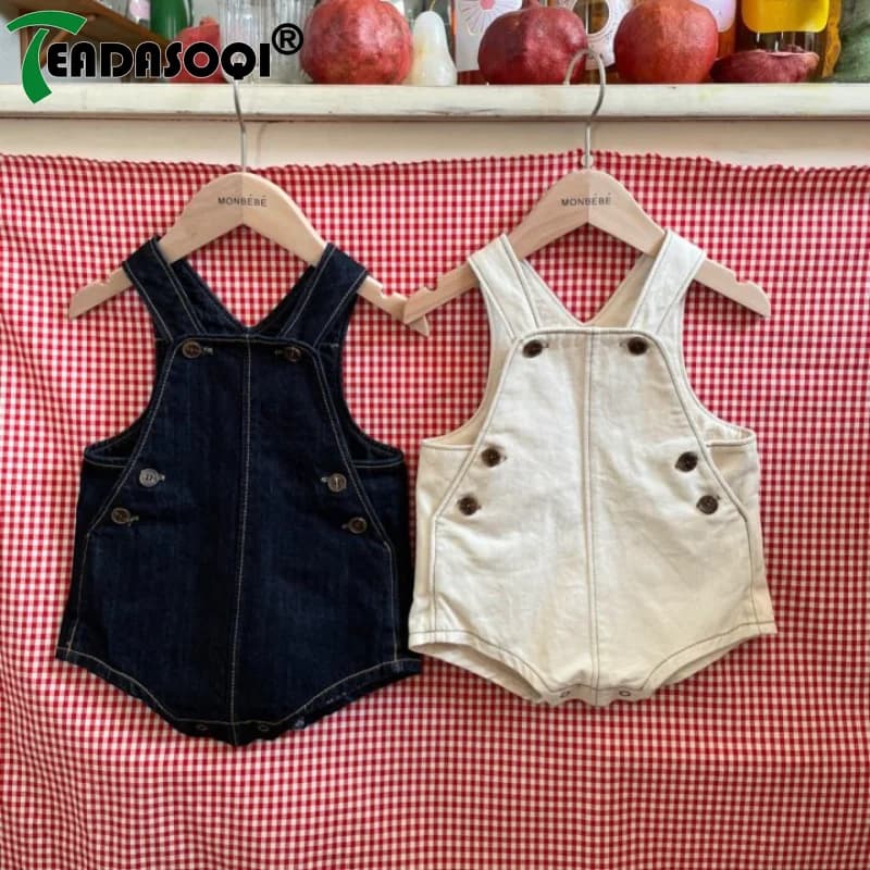 Classics Infant Kids Cotton Denim Overalls In Solid Colors - Fashion Summer Clothes Bodysuits for Newborn Baby Boys Girls 0-24M