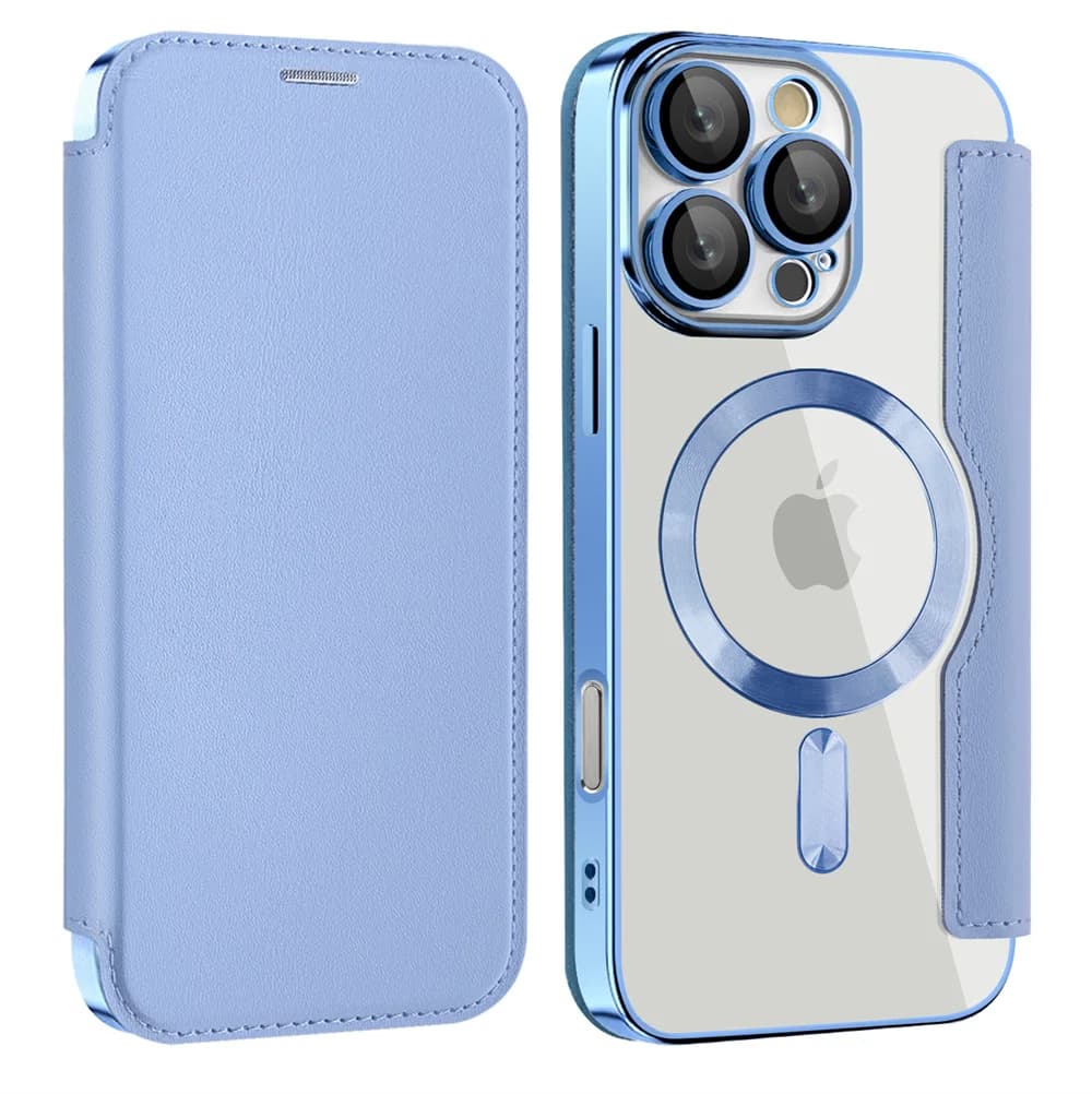 Luxury Transparent Flip Leather Wallet Magnetic Phone Case For iPhone 15 16 Pro Max 14 13 12 11 Slot Card Bag For Magsafe Cover