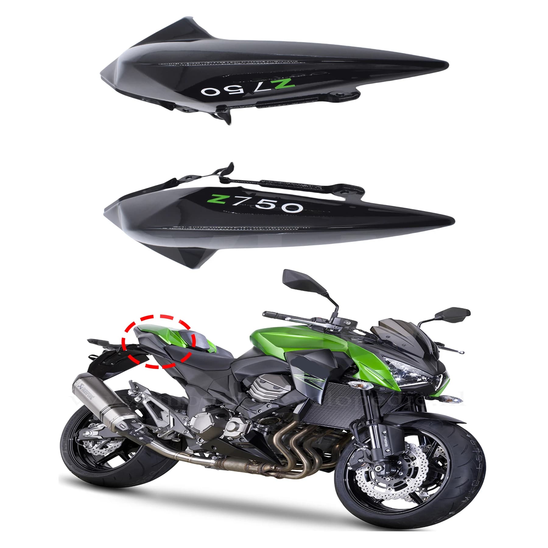 Motorcycle For KAWASAKI Z750 Z 750 2007 2008 2009 2010 2011 2012 Carbon Fiber Plastic Tail Fairing