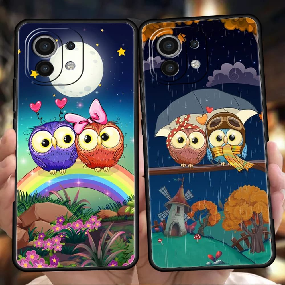 Cute Cartoon Owl Phone Case for Xiaomi Poco F4 F3 X3 X4 X5 GT NFC M3 M4 11 Ultra 12 12T 13 Note 10 Pro Lite 5G Silicone Cover
