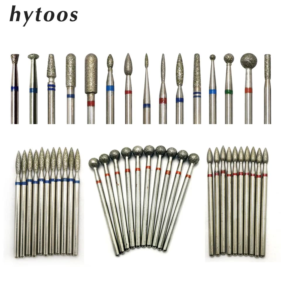 HYTOOS Nail Drill Bits Diamond Cutters for Manicure Cuticle Burr Milling Cutter for Pedicure Nails Accessories Tools
