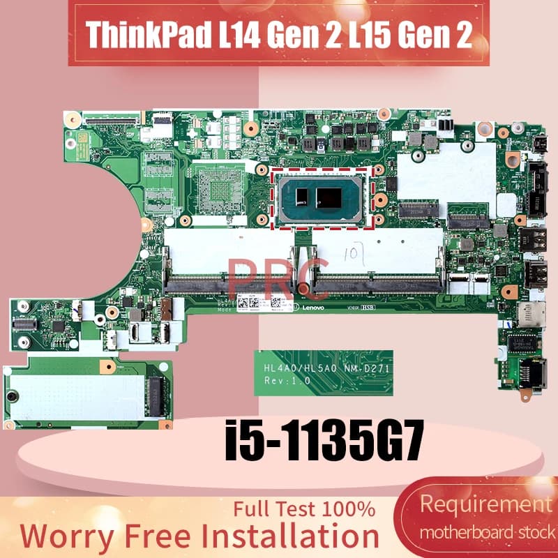 HL4A0 HL5A0 NM-D271 For LENOVO ThinkPad L14 Gen 2 L15 Gen 2 Laptop Motherboard SRK04 i5-1135G7 UMA Notebook Mainboard Full Test