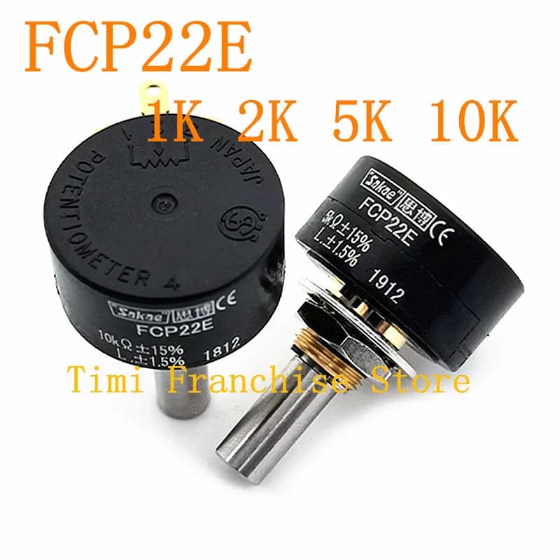 2PCS 100% NEW FCP22E 1K 2K 5K 10K Conductive Pastic Potentiometer 360 Degree Rotation