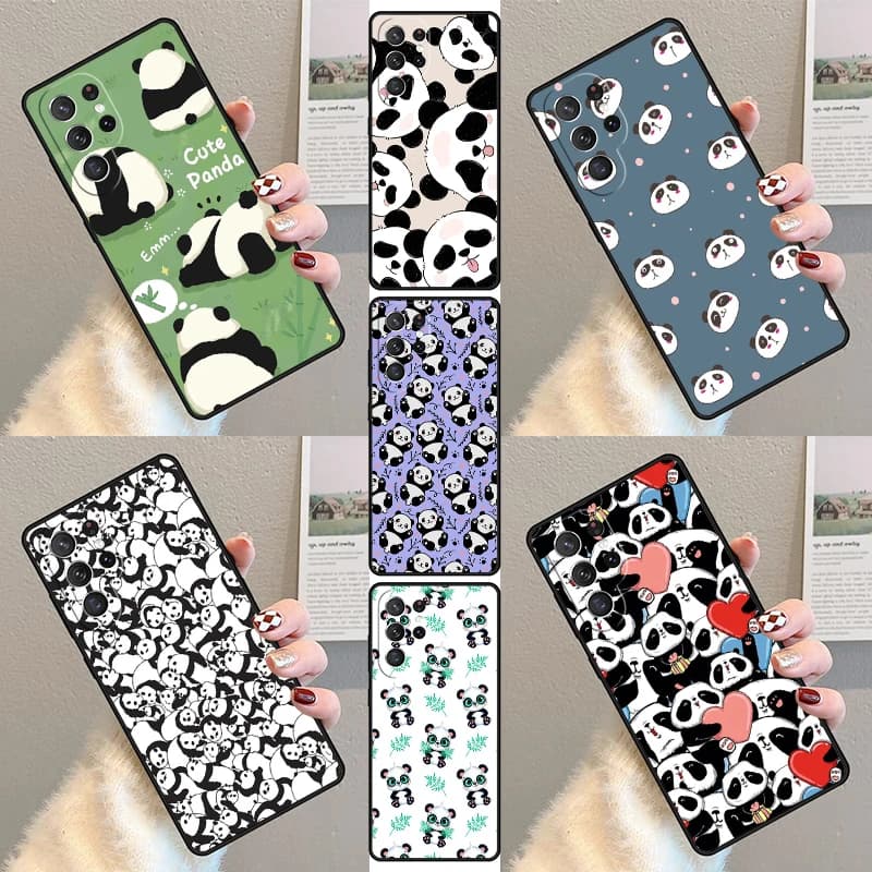 China Panda Creative Hard Phone Case For Samsung Galaxy S23 S21 S20 FE S24 S22 Ultra Note20 S10 S9 S8 Plus Silicone Cover