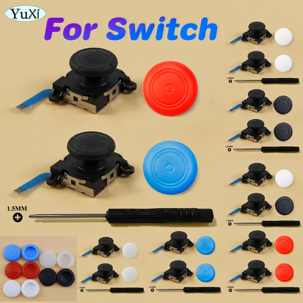 2Pcs For Switch Thumbsticks Sensor Silicone Grip Cap Cover For Nintend NS Joy-Con 4th Gen 3D Analog Joystick Replacement Parts