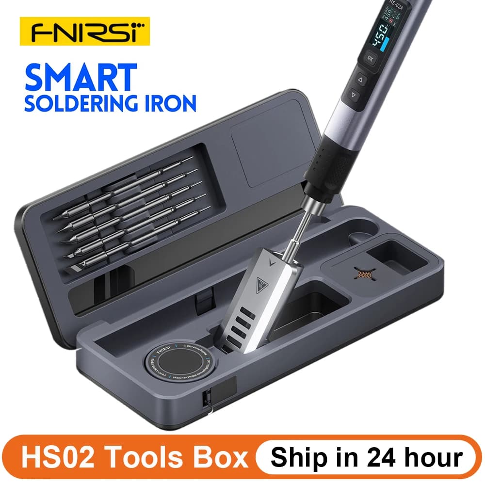 FNIRSI HS-02 100W Portable Soldering Iron Kit Soldering Iron Tips Smart Digital Soldering Iron Pen Tool for Electronics