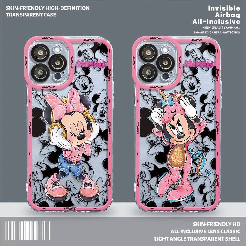 Clear Silicone Phone Case for Samsung Galaxy A13 A73 5G A15 A24 A54 A34 A25 A14 4G A23 A33 Disney Pink Minnie Mouse Cover 