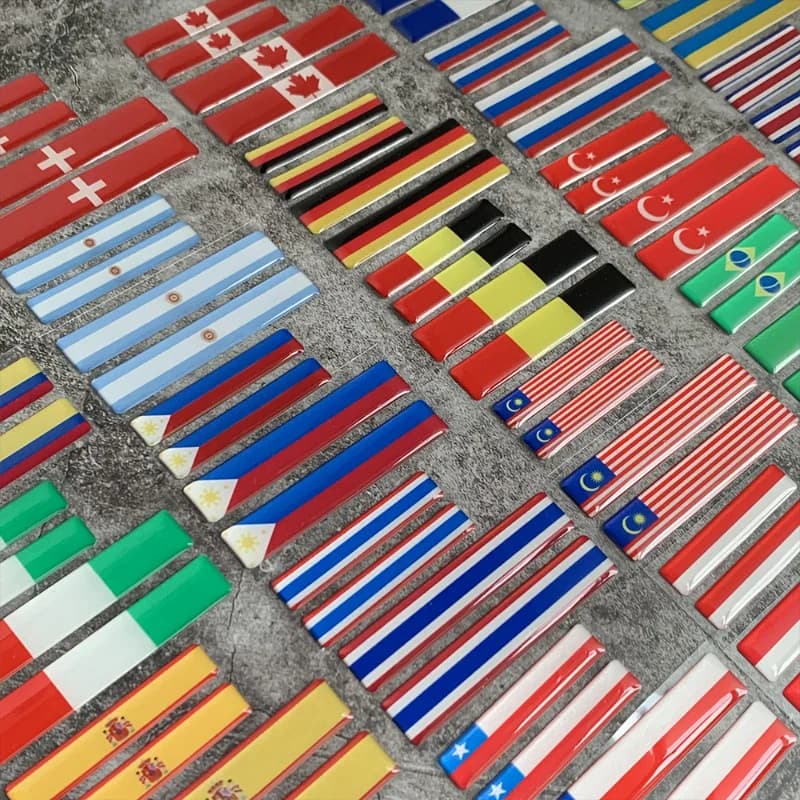 3D Reflective National Flag Sticker Motorcycle Accessories Decal British Italy USA France Russia Spain Mexico Argentina Türkiye