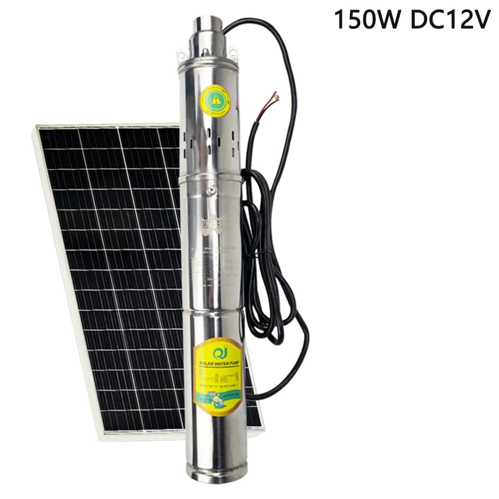 150W 12V DC Water Pump Stainless Steel Solar Deep Well Pump With Intelligence Controller for Agriculture PV Submersible Pump