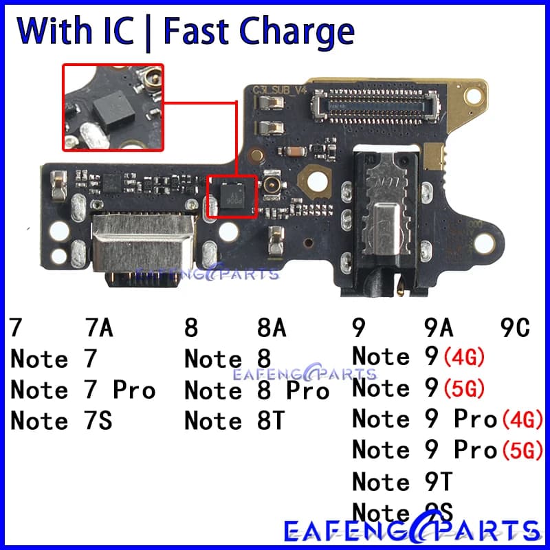 Usb Dock Charger Connector Flex for Xiaomi Redmi Note 7 7A  7S 8 8A 8T 9 9T 9S Pro 4G 5G Charging Board Flex Ports Module