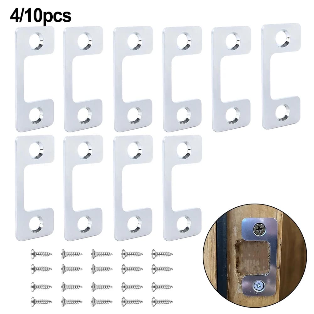 4/10pcs Door Strike Plate Adjustable Deadbolt Door Latch Plate Locks With Screws Door Hardware Home Improvement