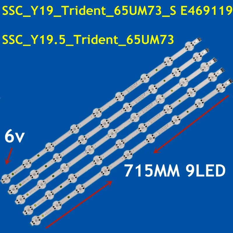 New 5PCS LED Strip 9LED(6V) For 65UM73 65LG73CMECA 65LG75CMECB 65UM7300AUE 65UM7400PLA  65UM7450PLA 65UM7600PCA NC650DQG-AAHX1