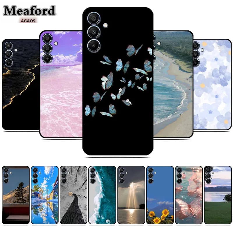Back Case for Samsung A05 A15 Colour Floral Phone Case Soft Silicone TPU Cover for Samsung Galaxy A25 A35 A55 Protective Funda