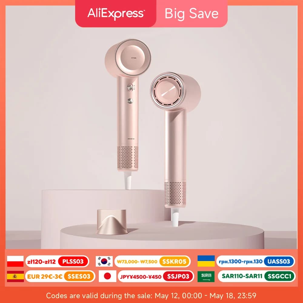 DOCO Hair Dryer High Speed 75m/s 200 million Negative Ions Hair Care 11000 Rpm Professional Lightweight Home Travel Gift