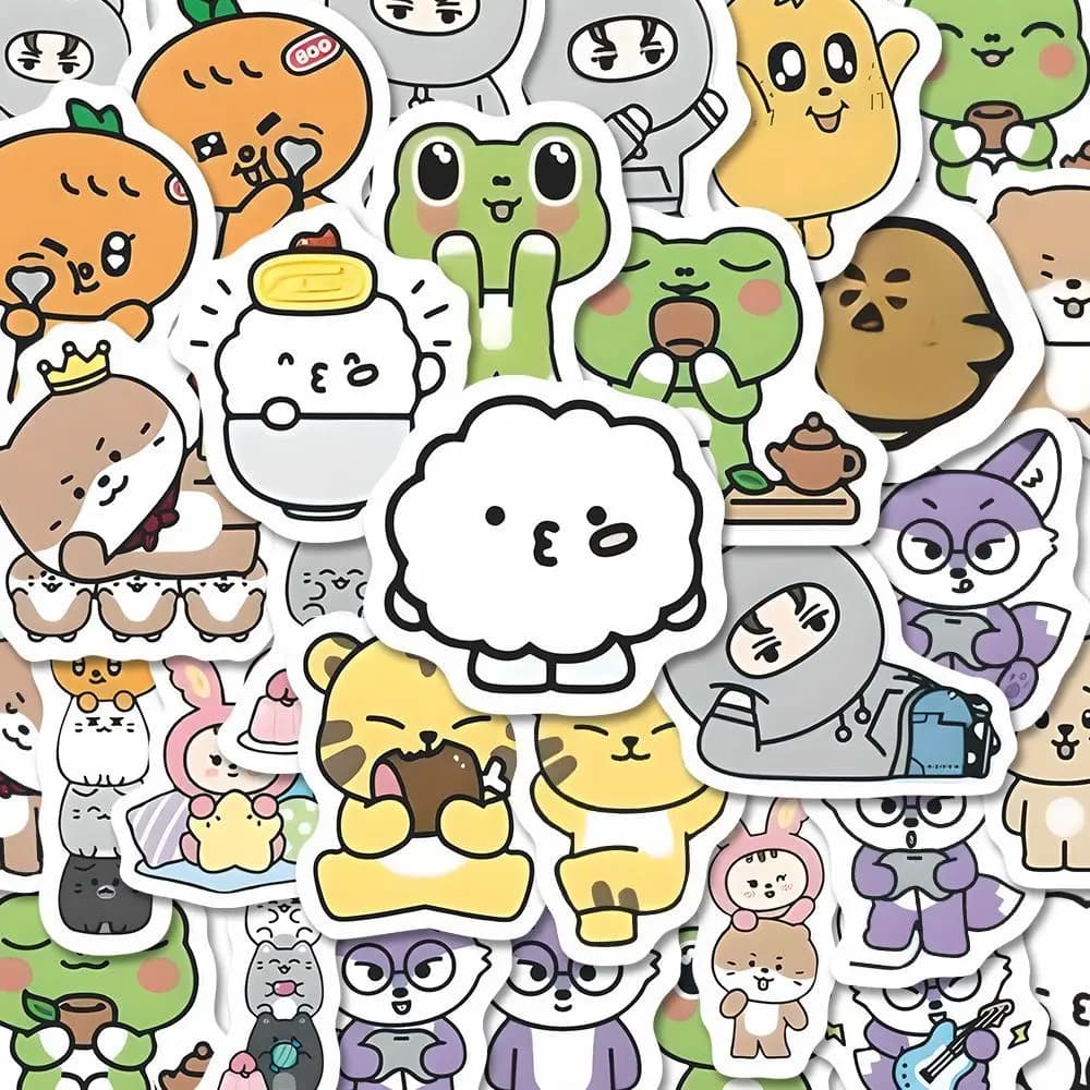 86pcs KPOP Miniteen Cartoon Stickers Cute Animals Creative Cartoon Images DIY Decorative Stickers Korean Stationery Fans Gift