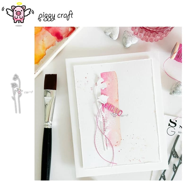 Piggy Craft metal cutting dies cut die mold Flower decoration Scrapbook paper craft knife mould blade punch stencils dies