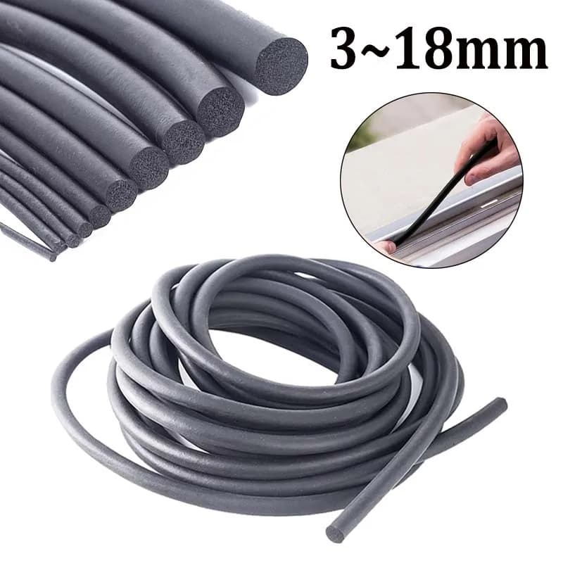 Black EPDM Rubber Foam Sealing Strip Round Sponge Cord Bar For Cabinet Door Seal 2/3/4/5/6/7/8/9/10/12/15/18mm