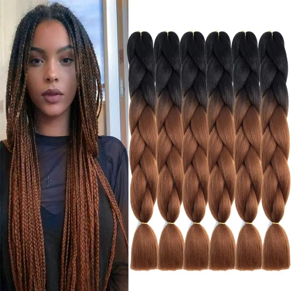 Black to Brown Synthetic Braided Hair for Artificial Hook Lightweight Pre-Twisted Curly Marley Twisted Crochet Extensions