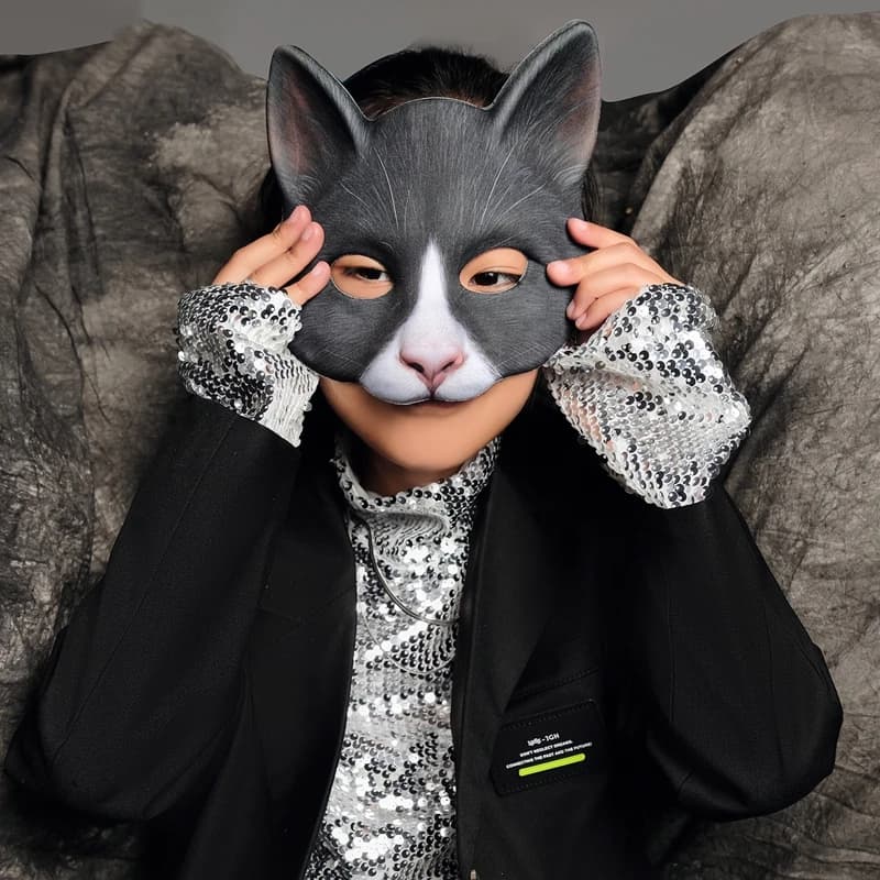 Boys Cosplay Cat Mask Cute Girls Halloween Mask for Kids Carnival Masquerade Cosplay Fancy Dress Mask Stage Costume Props