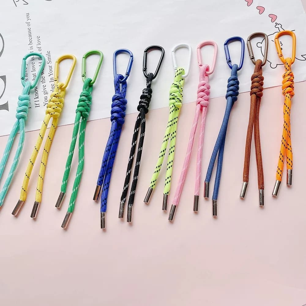 Colorful Braided Lanyard Keychain for Phone Case Decoration Women Chic Bag Pendant Kpop DIY Key Chains Friend Couple Gift