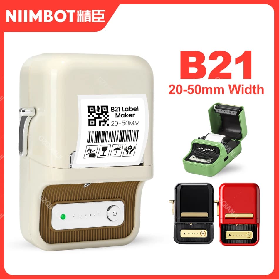 Niimbot B21 Label Sticker Printer Portable Thermal Wireless Bluetooth Maker used for Barcode Clothing Jewelry Fooder Store Print