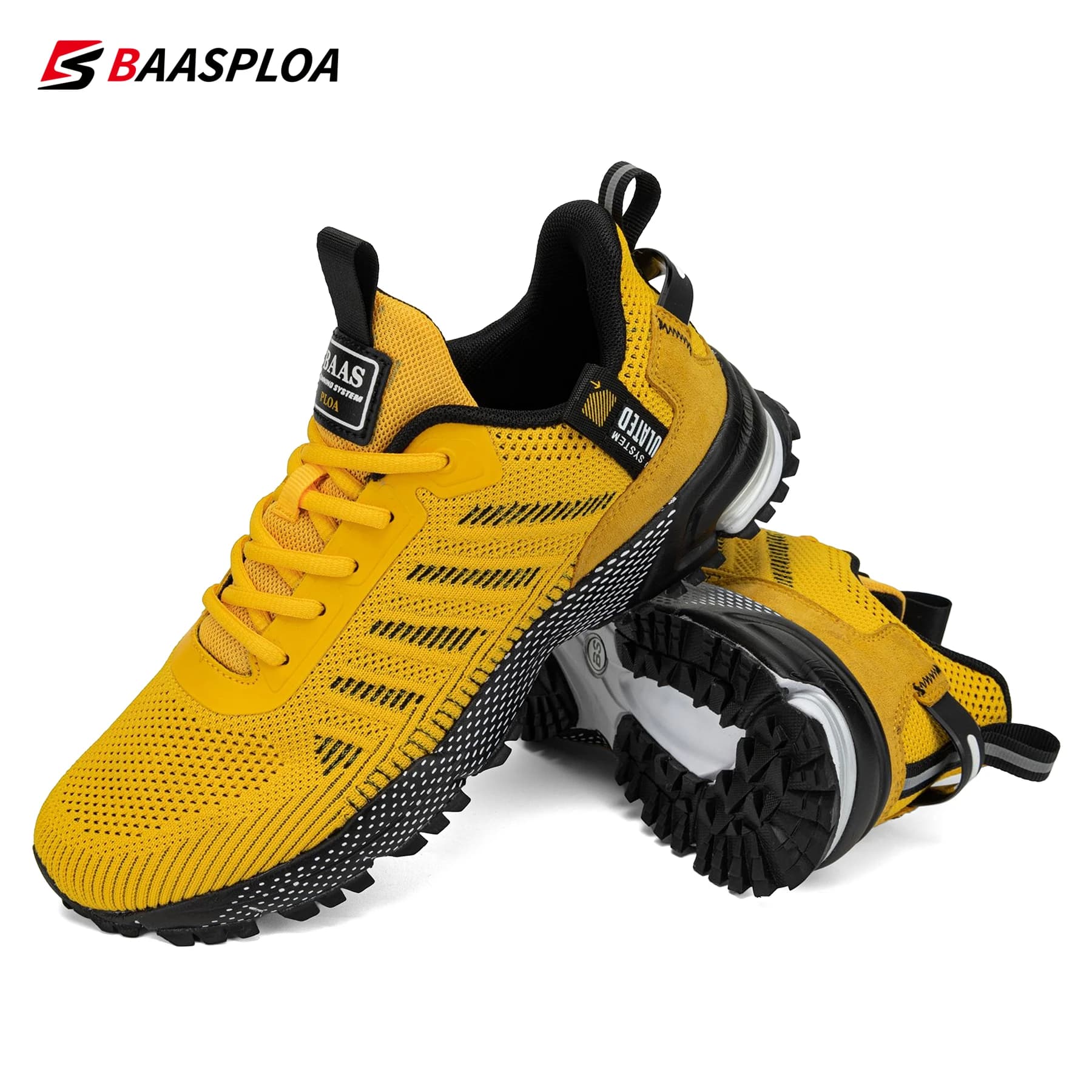 Baasploa Running Shoes For Men Lightweight Sneakers Man Designer Mesh Sneaker Lace-Up Male Breathable Sports Tennis Shoe