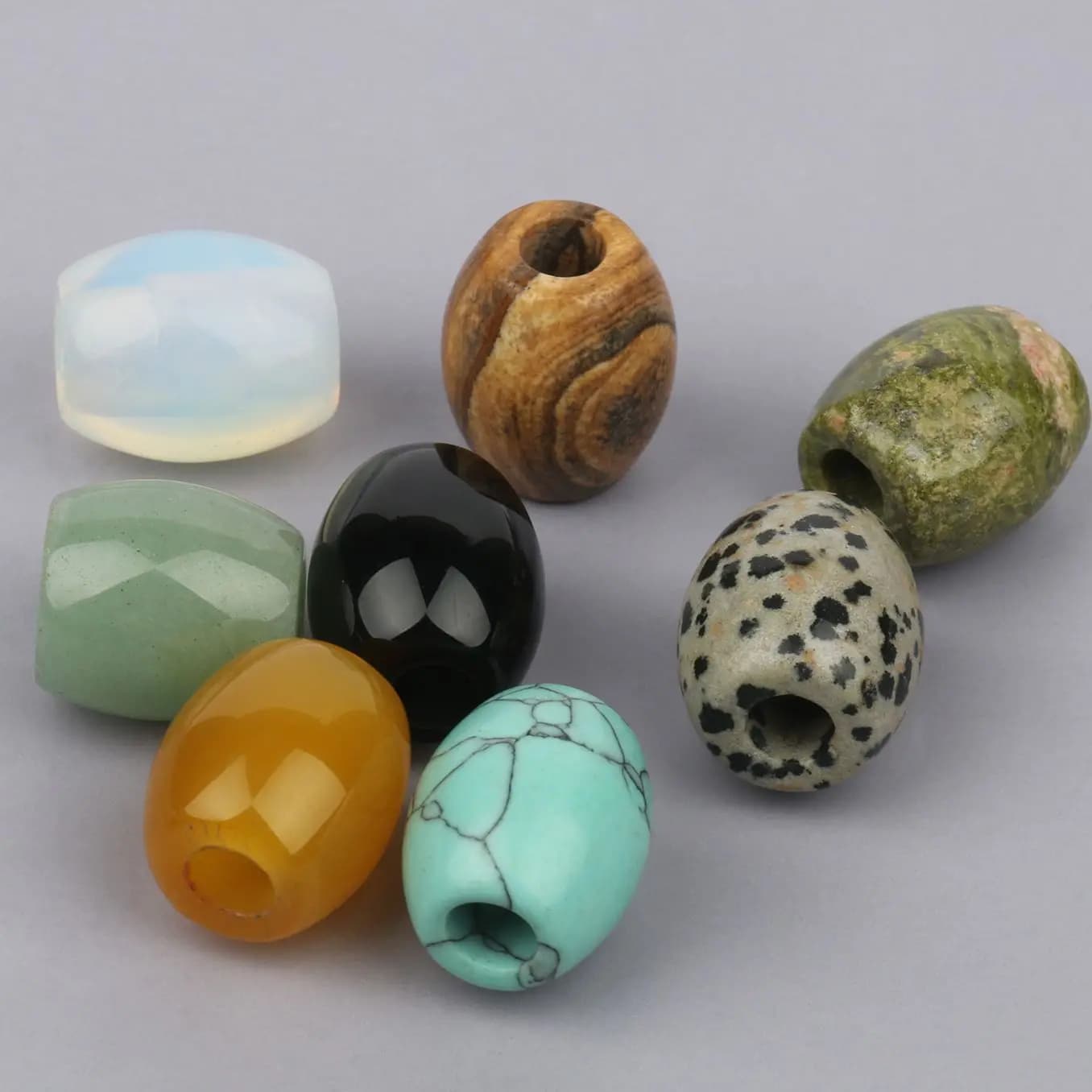 1Pcs Barrel Shape Natural Agates Tiger Eyes Loose Beads Big Large Hole Gemstone For Jewelry Making Diy Bracelet Accessories