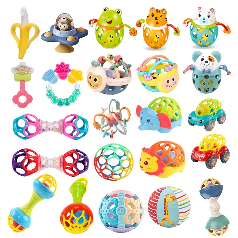Baby Development Toys 0 6 12 Months Sensory Baby Teether Rattle Educational Baby Toys Soft Teething Toys Games For Babies 1 Year