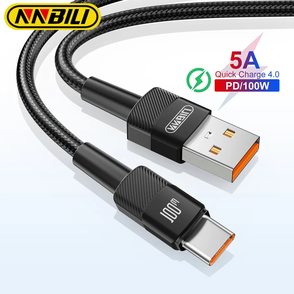 NNBILI 100W 6A USB C Fast Charging Data USB Cable Type C For Huawei Honor Oneplus Realme Xiaomi Samsung USB A To C Phone Cord