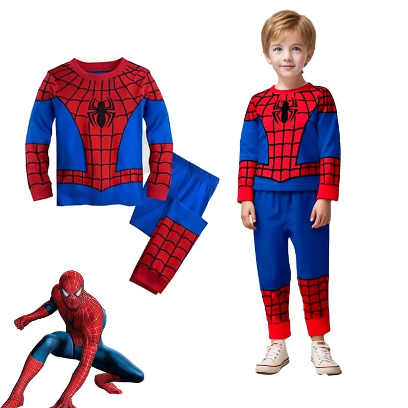 Superhero Spiderman Pyjamas Set for Toddlers Cartoon Long Sleeve Sleepwear Boys Girls Christmas Hero Cosplay Pajamas Homewear