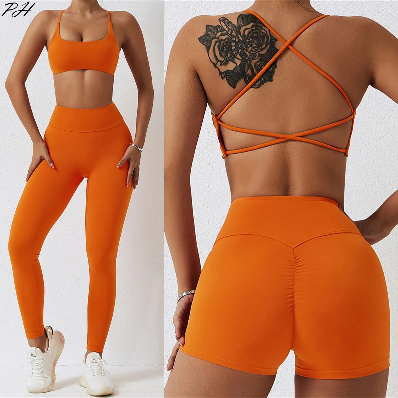 Seamless Yoga Set Sexy Workout Sportswear Gym Clothing 2Pcs Sport Sets Women Hight Waist Leggings Fitness Shorts Sport Bra Suit