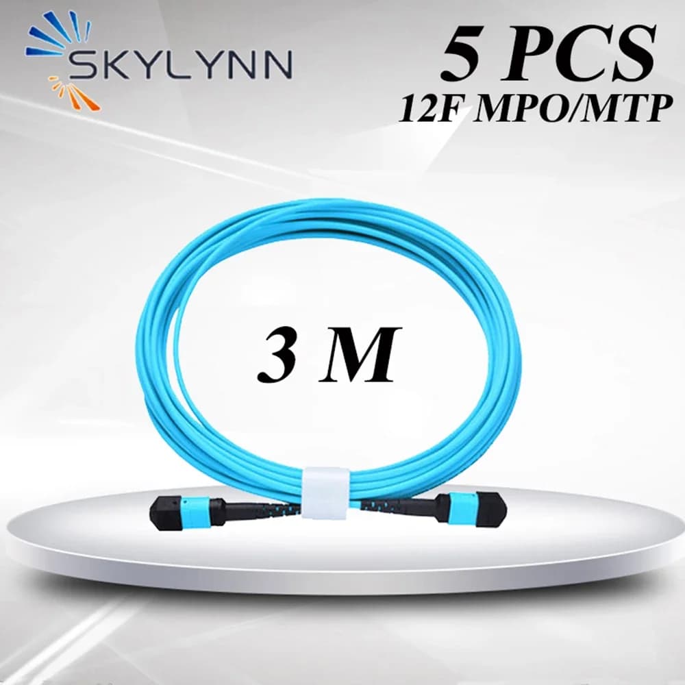 Customisation 5 PCS MPO/MTP Female to Female Polarity A/B/C 12 Core OM3 40G High Density Fiber Optic Patch Cord 3 Meter