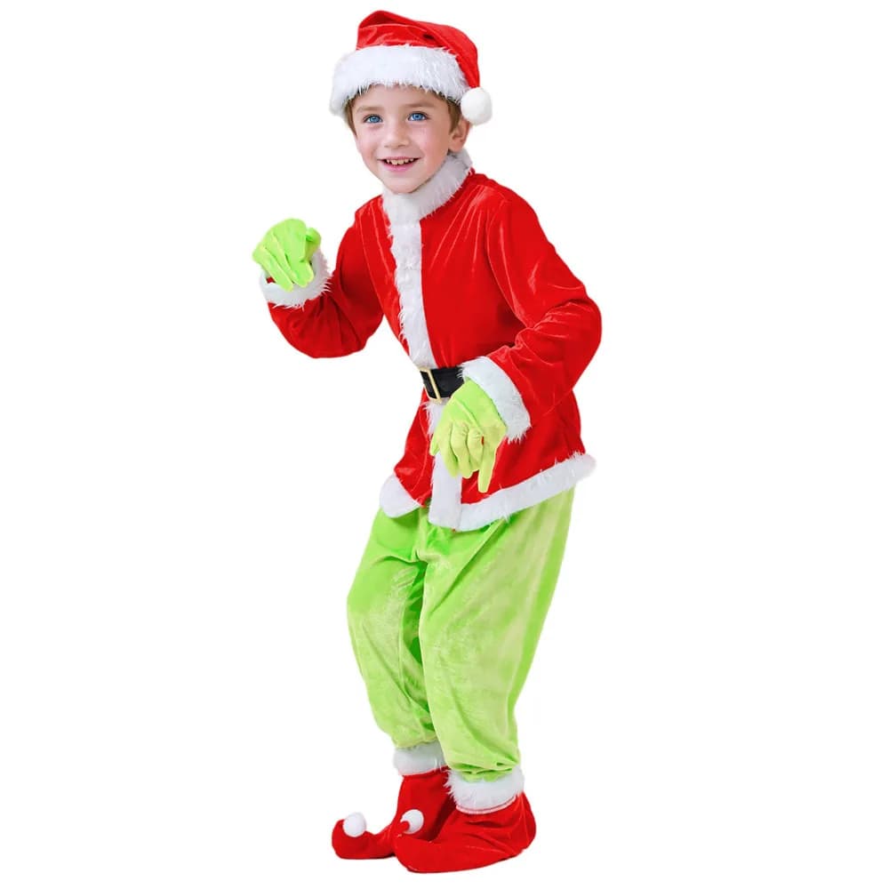 Christmas Santa Claus Cosplay Costume Green Monster Stole Christmas Set Kids Children Boys Girls Set Clothing