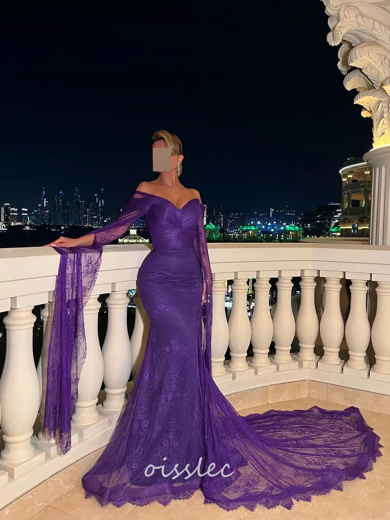 Oisslec Sexy V-neck Sheath Celebrity Cocktail Flowers Draped Fold Lace Prom Dresses فساتين نسائيه سهره Birthday Dress For Women