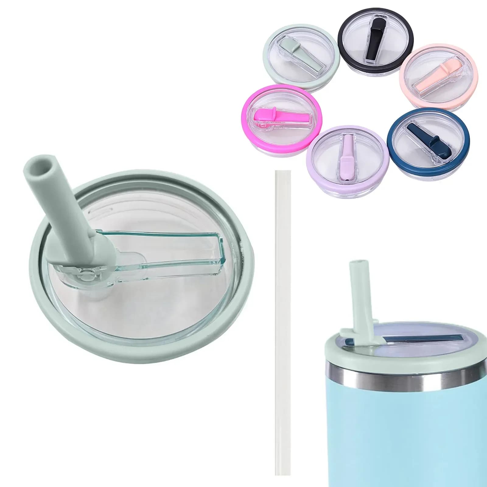 2 Pack 40 Oz Tumbler Flip Straw Lid Replacement Fit ForQuencher Spill Proof Resistant Tumbler LidsReusable Tumbler Cover for Cup