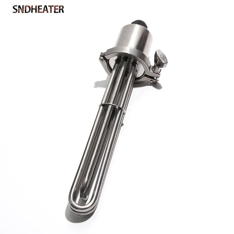 SNDHEATER 2 Inches 220V 380V Tri Clamp Tubular Heating Element Pipe 3KW/4.5KW/6KW/9KW/12KW Electric Resistance Heater for Brew