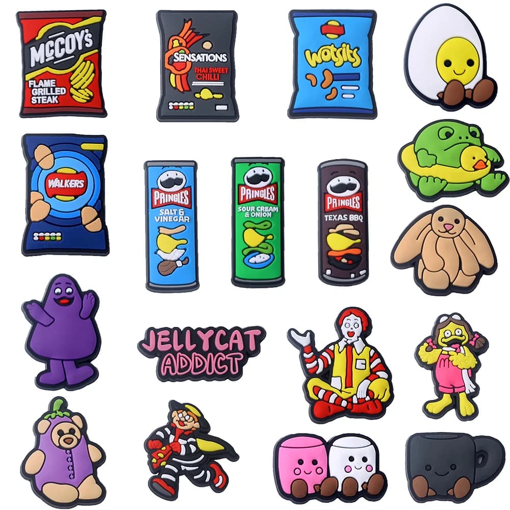 Food series 1-18pcs Hot blood anime Shoes Decorated pvc shoes charm selling designer custom crocodile charm